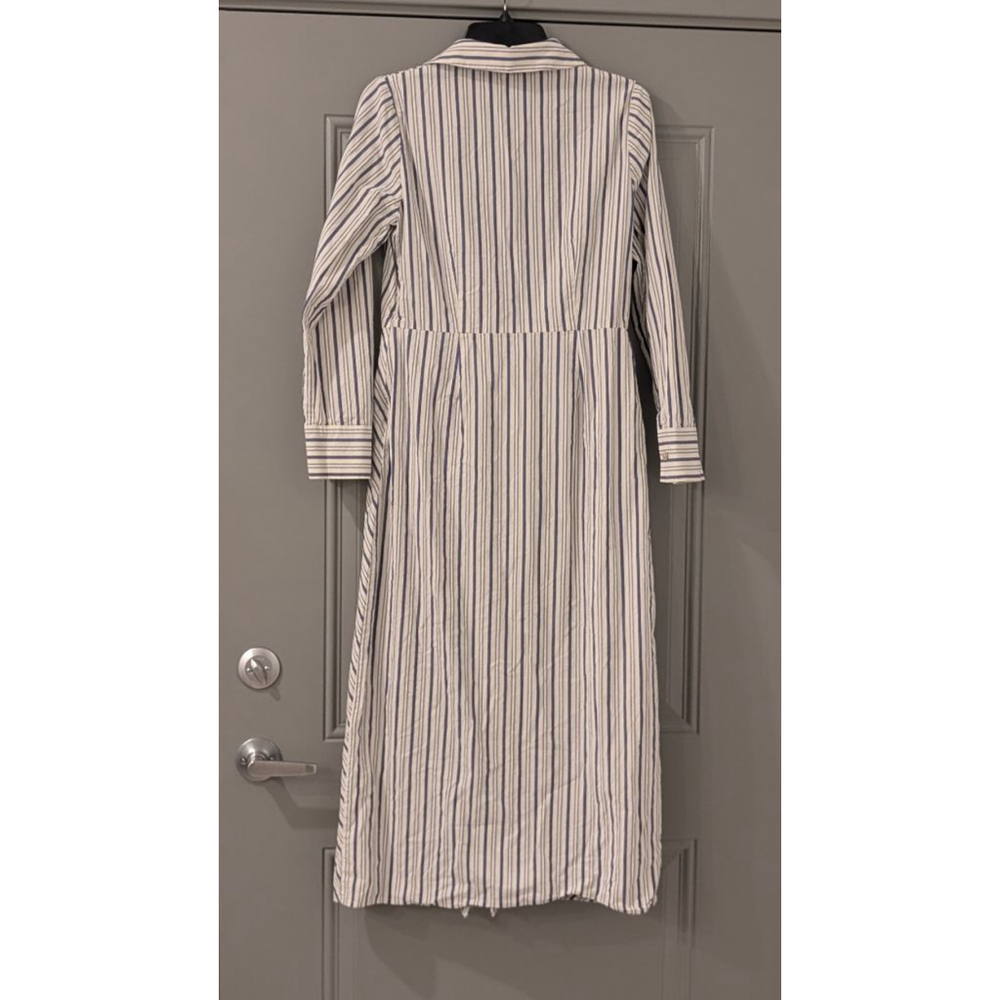 Women's MARLE White & Blue Stripe Knot Front Midi Dress M - Picture 14 of 15